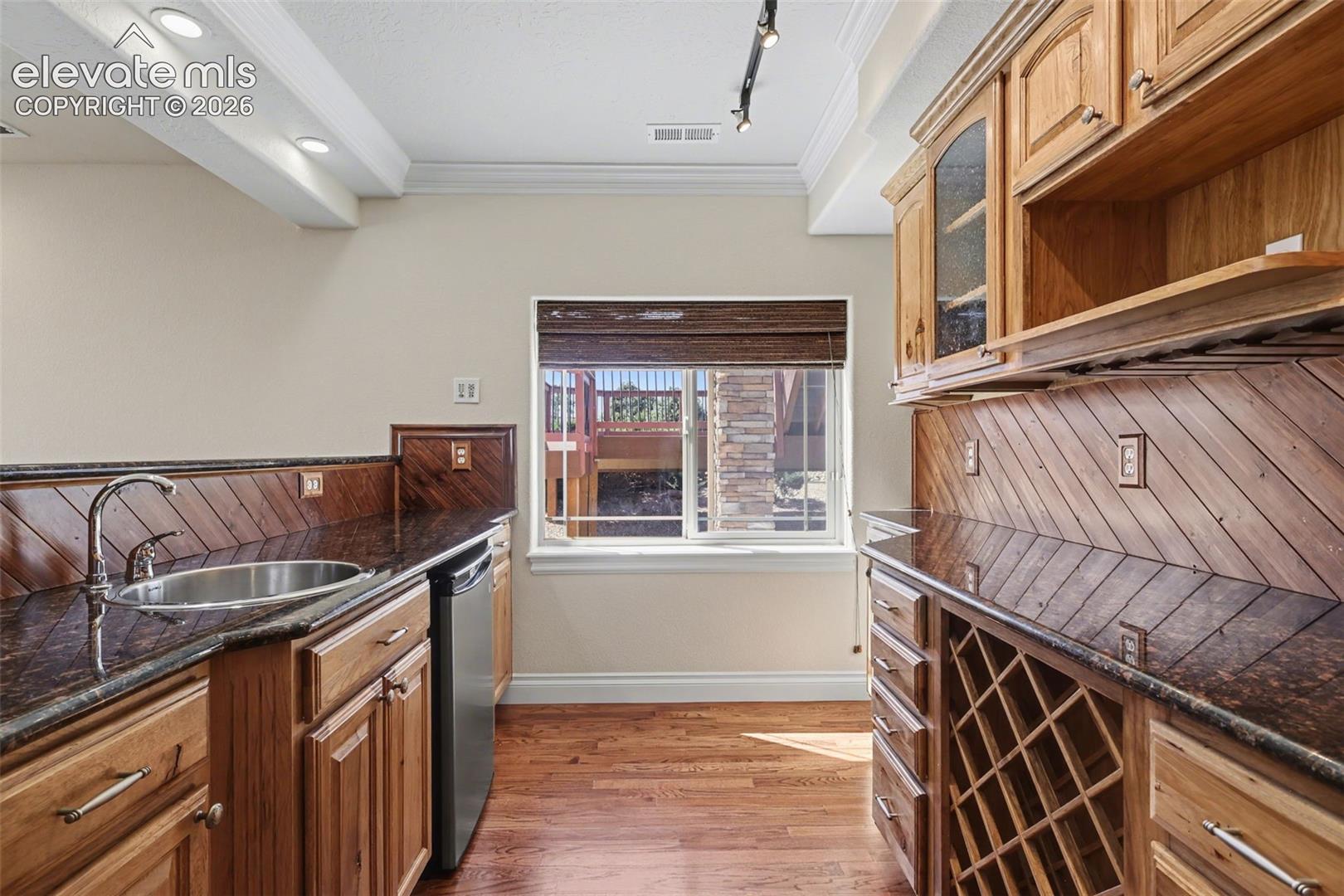 Basement Walk-Out Family Room w/Pellet Stove and Vintage Bar