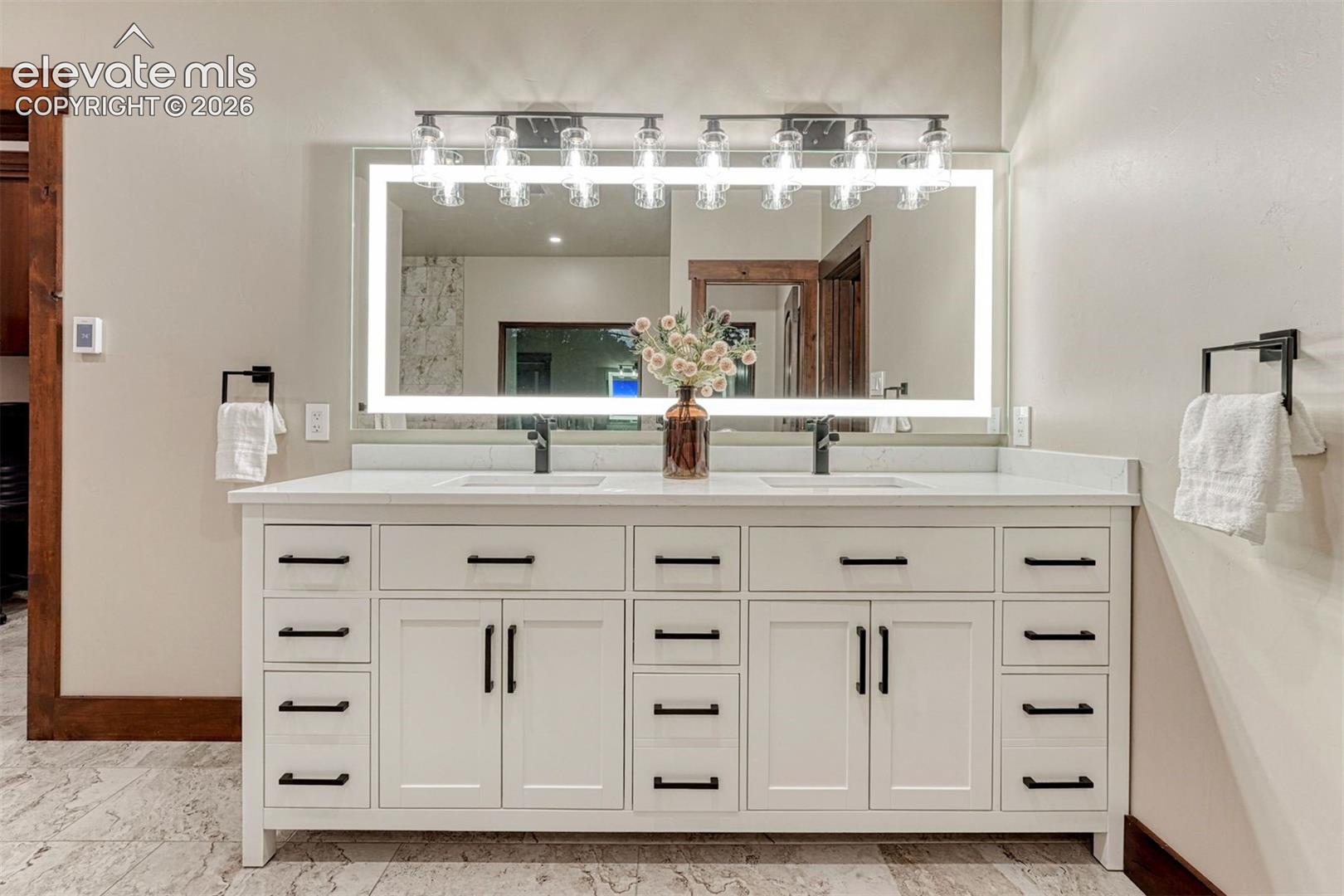 Double vanity, and smart anti fog mirror