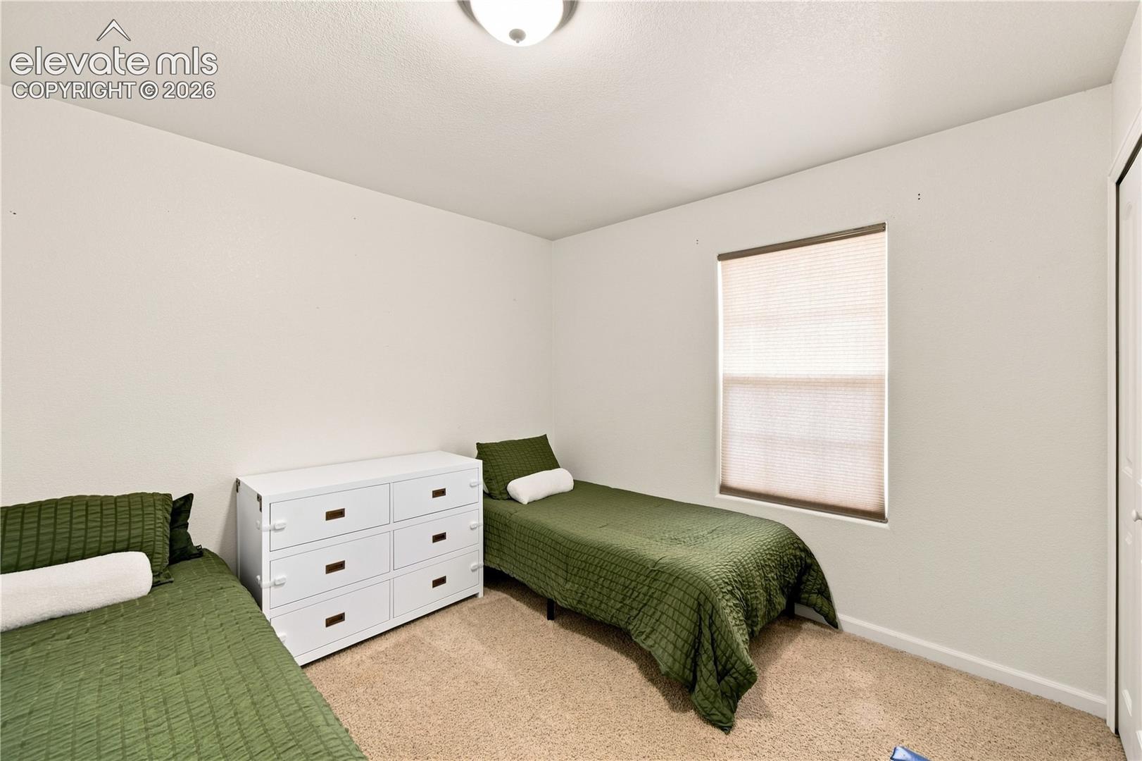 Neutral wall paint and textured carpeting