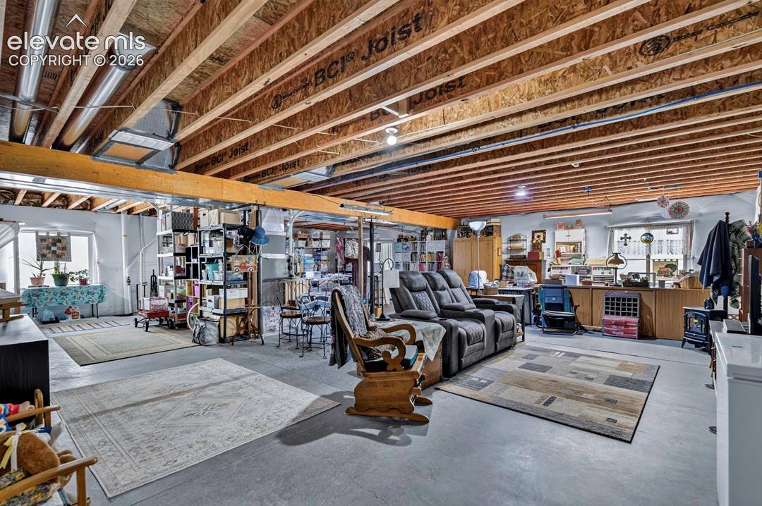 Unfinished basement area