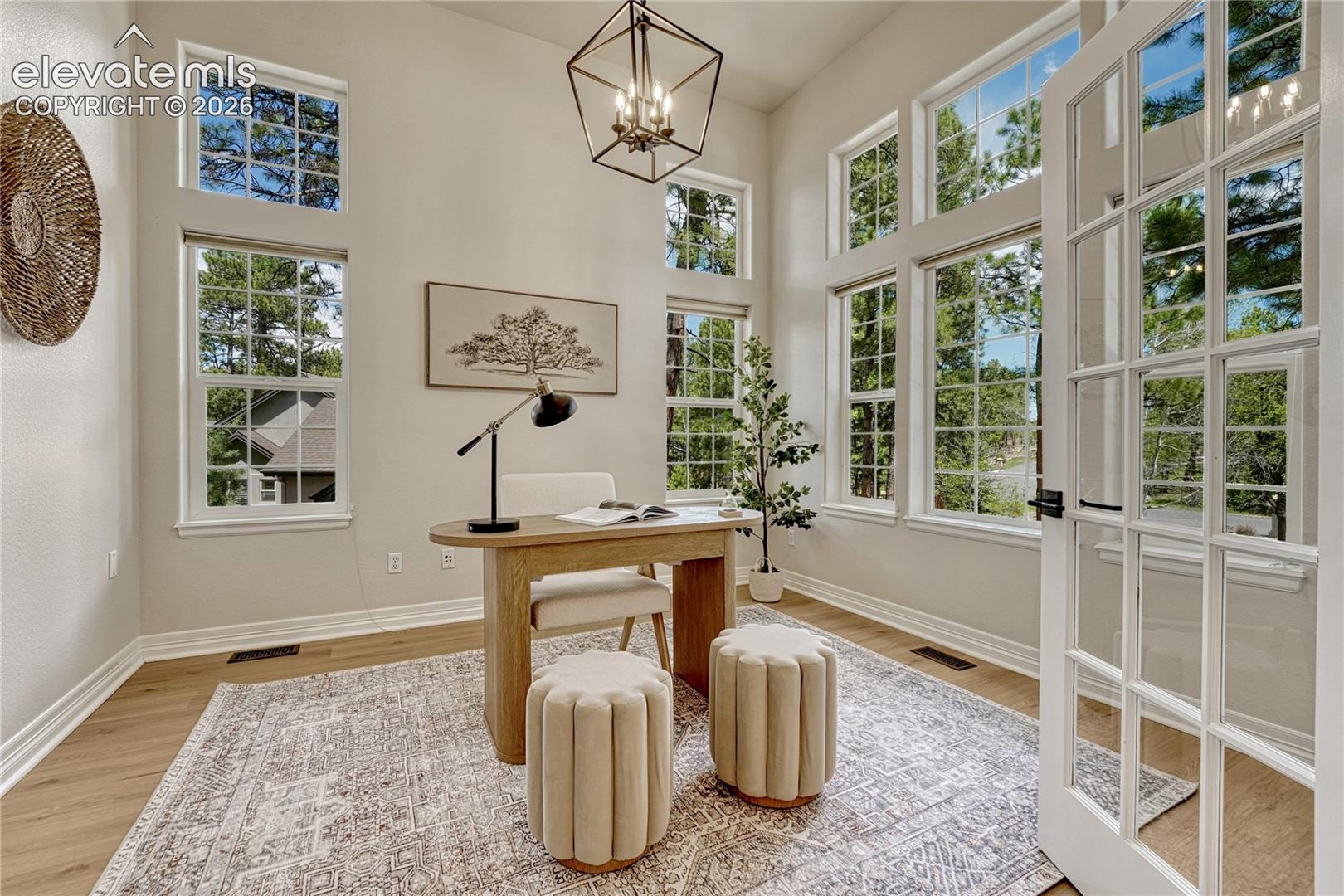 Main level office with 11ft ceiling, French doors... 