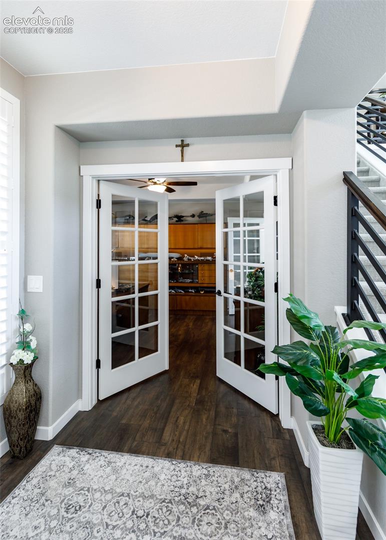 French doors to office