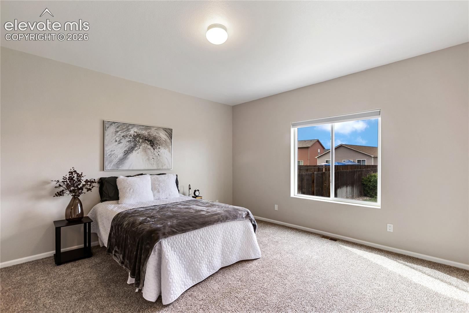 Spacious primary bedroom - new carpet and paint