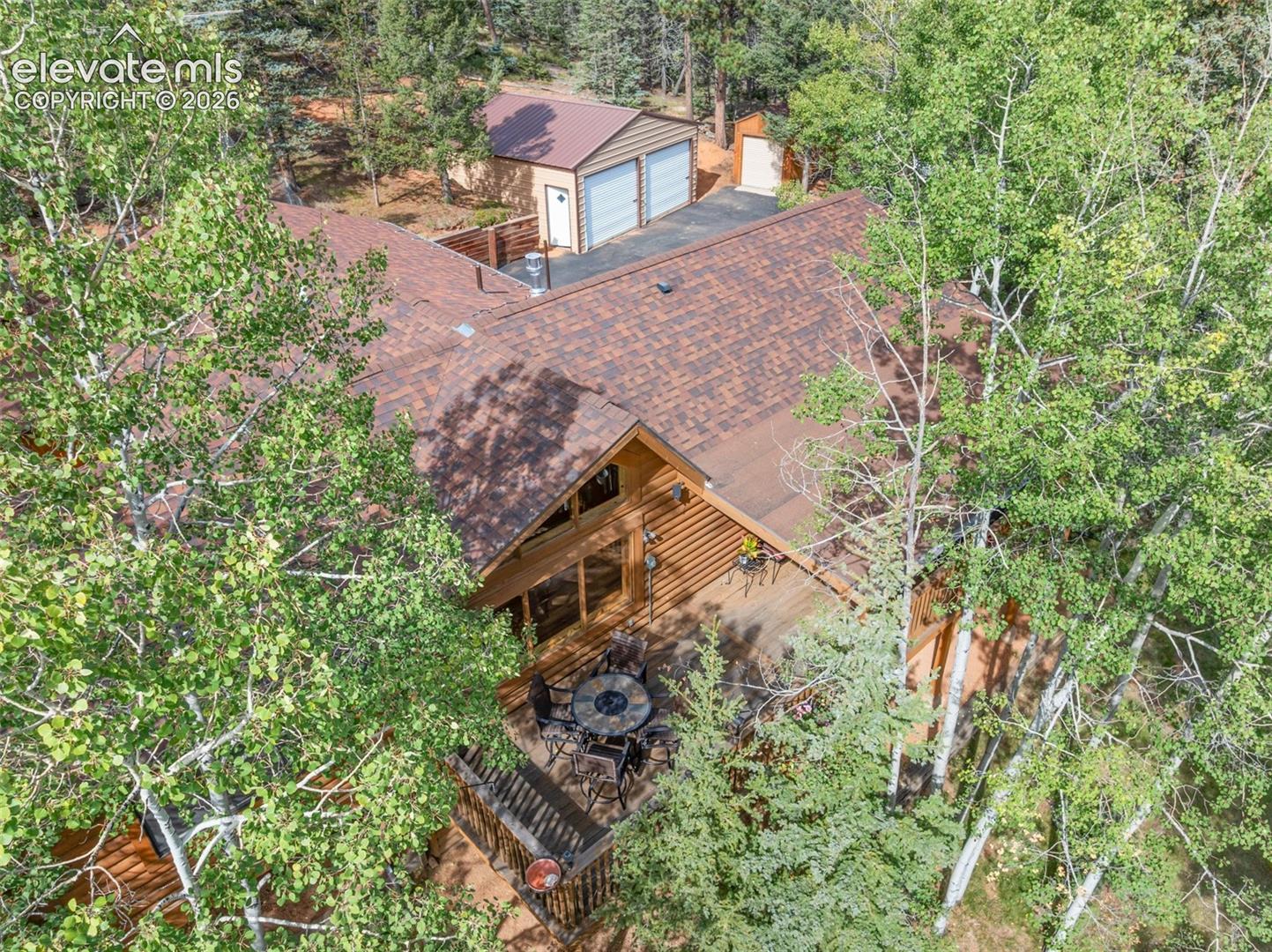 Ariel View of of house and Garage and Utility Garage.