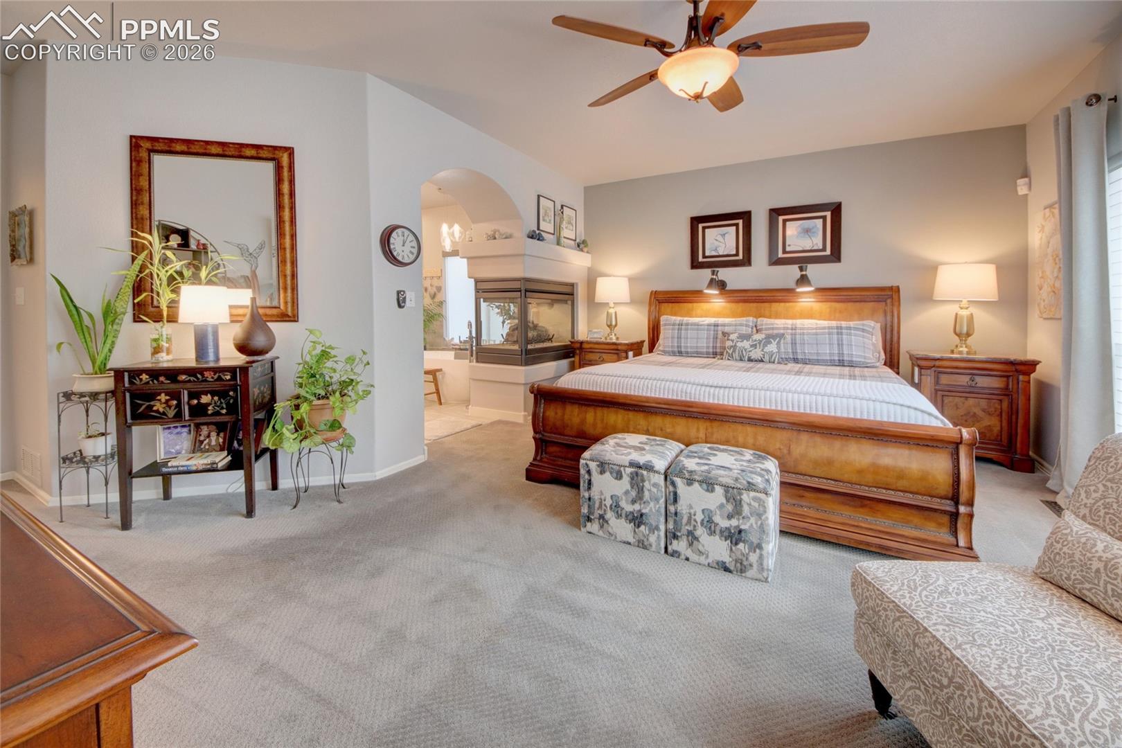 Master bedroom has access to rear deck