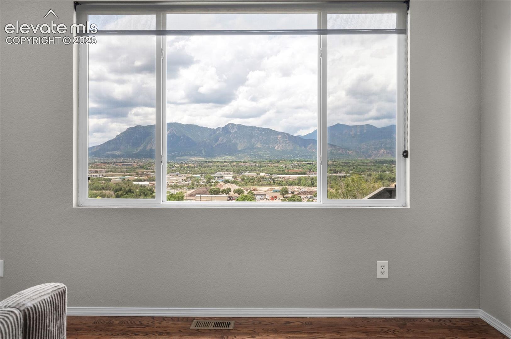 view of Cheyenne Mountain from the living room