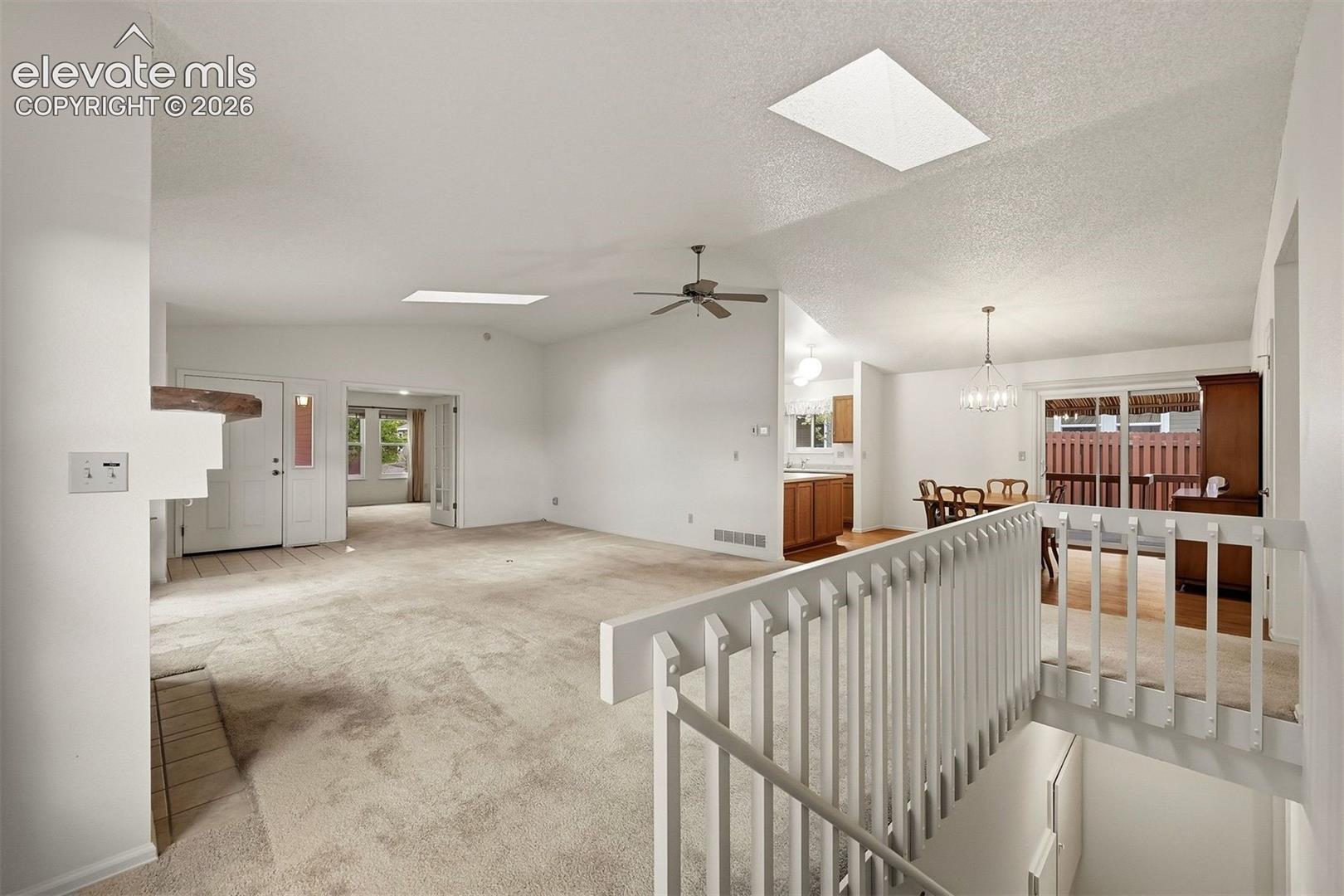 Main level showing skylights