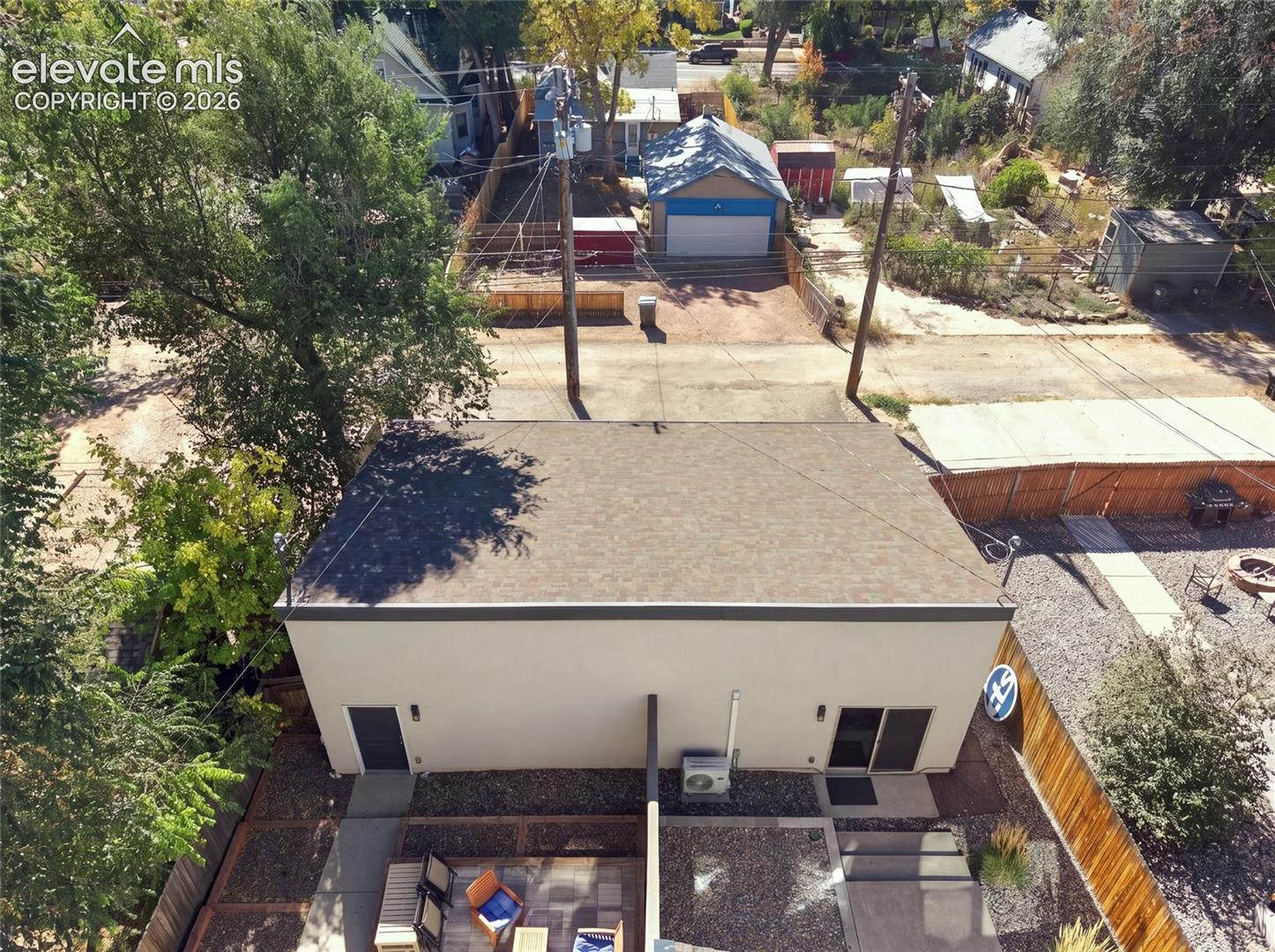 detached 2 car garage with private patio access