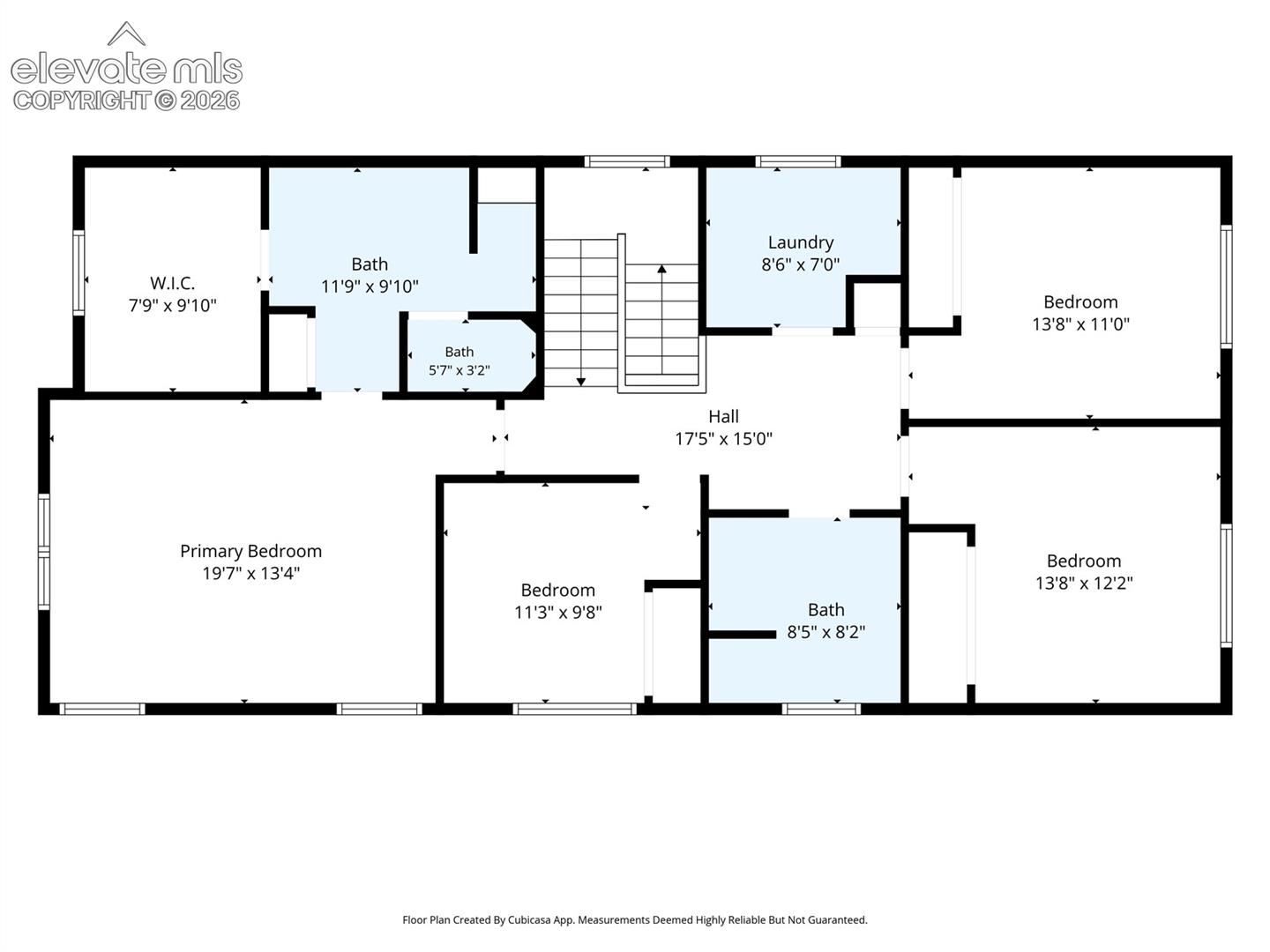 Floor plan – upper level: primary suite, 3 more bedrooms, laundry