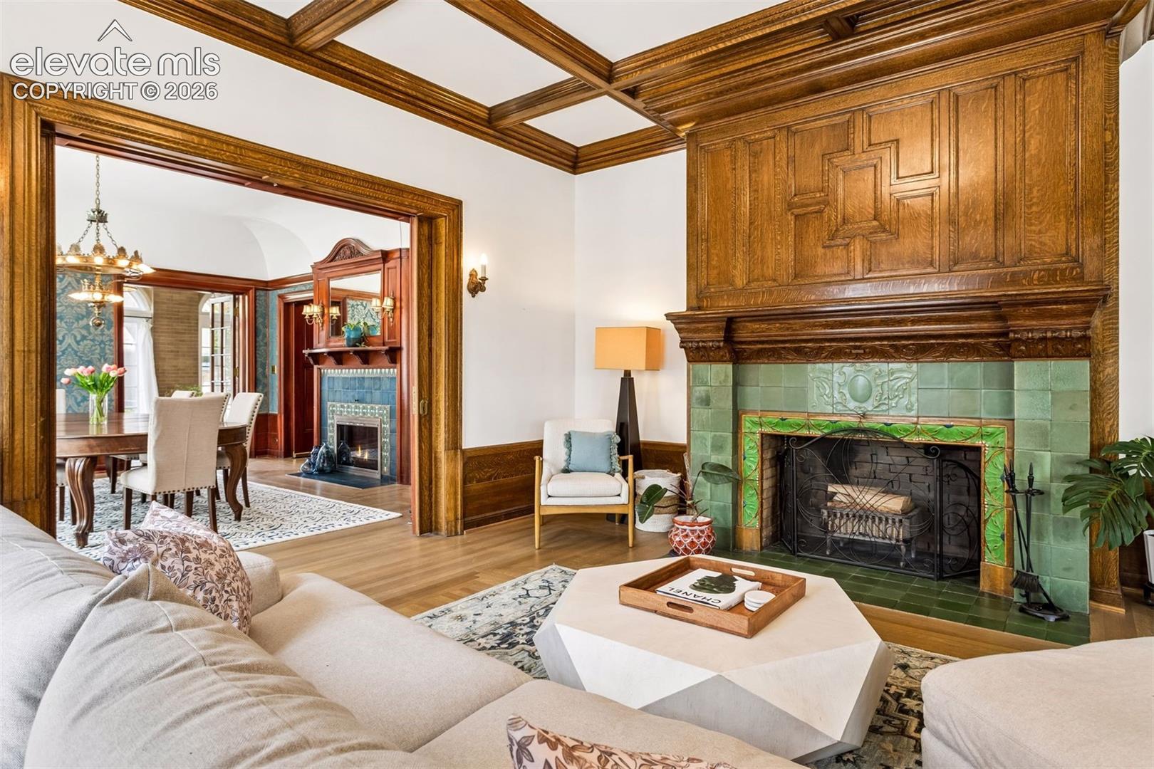 Dark oak ceiling beams