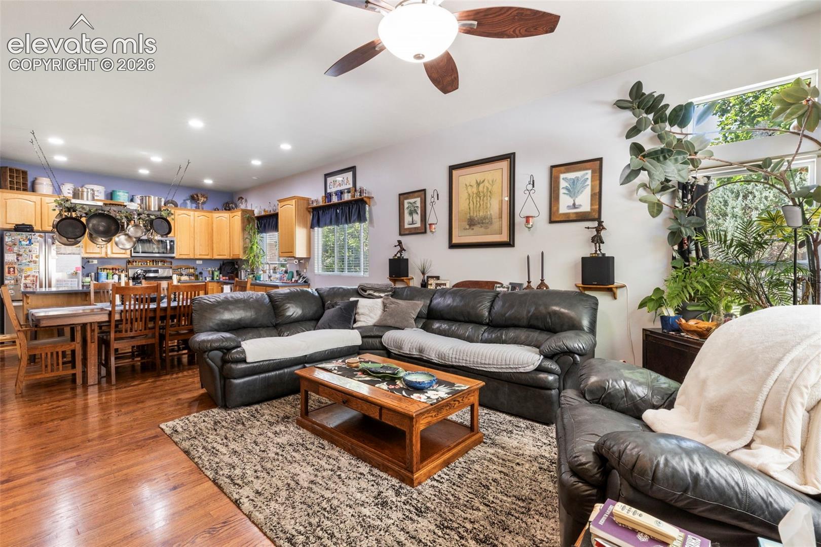 Hardwood-style flooring throughout living space