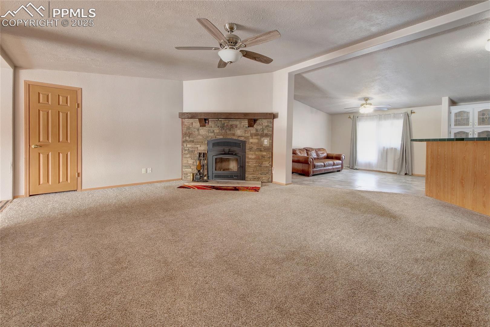 Living room with dining room in the distance