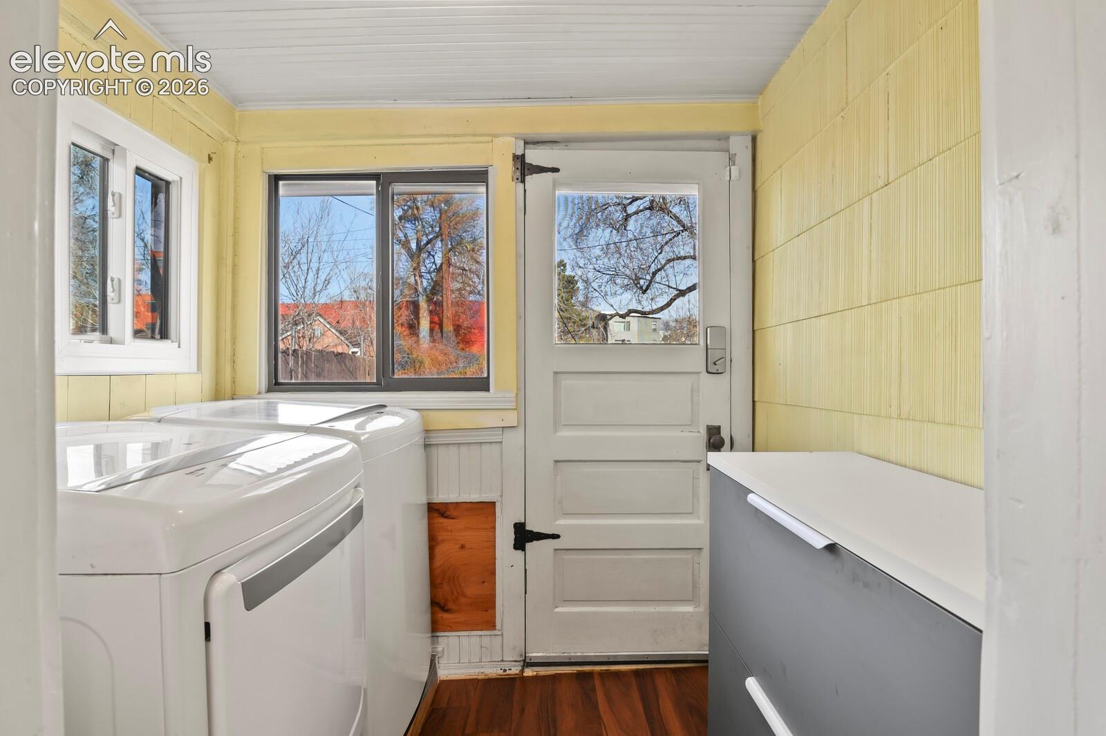 Main level laundry with walk-out to back yard