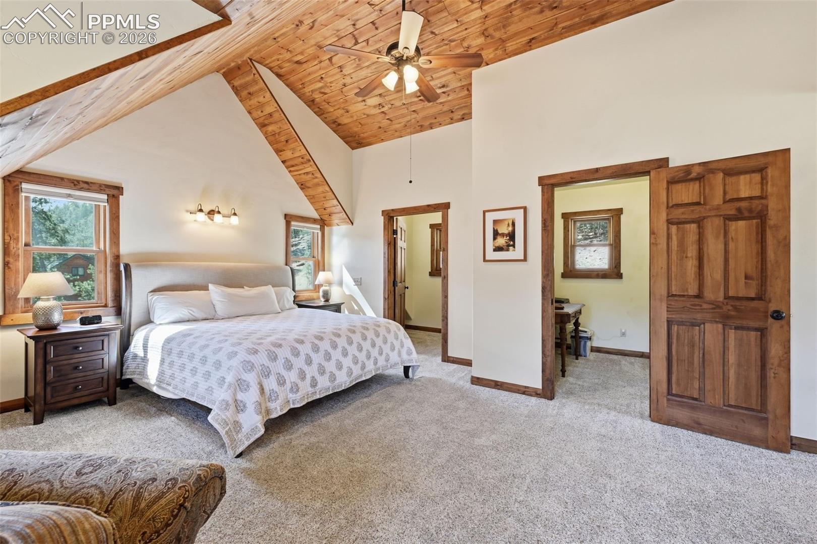 This space offers a viewing nook, perfect to relax and watch the trees sway in the breeze first thing in the morning. 