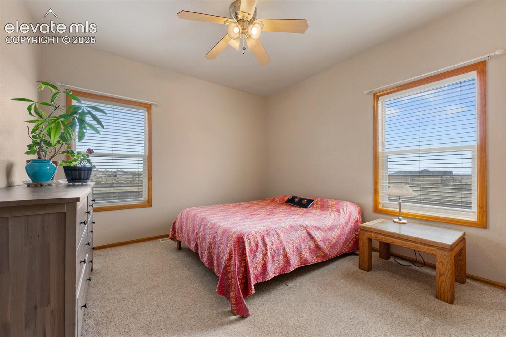 Bedroom facing south east at the back of the home.  