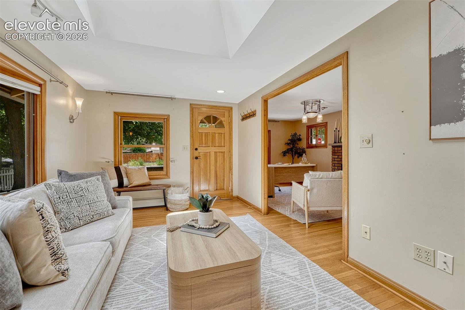 Beautifut oak wood floors and natural light throughout 