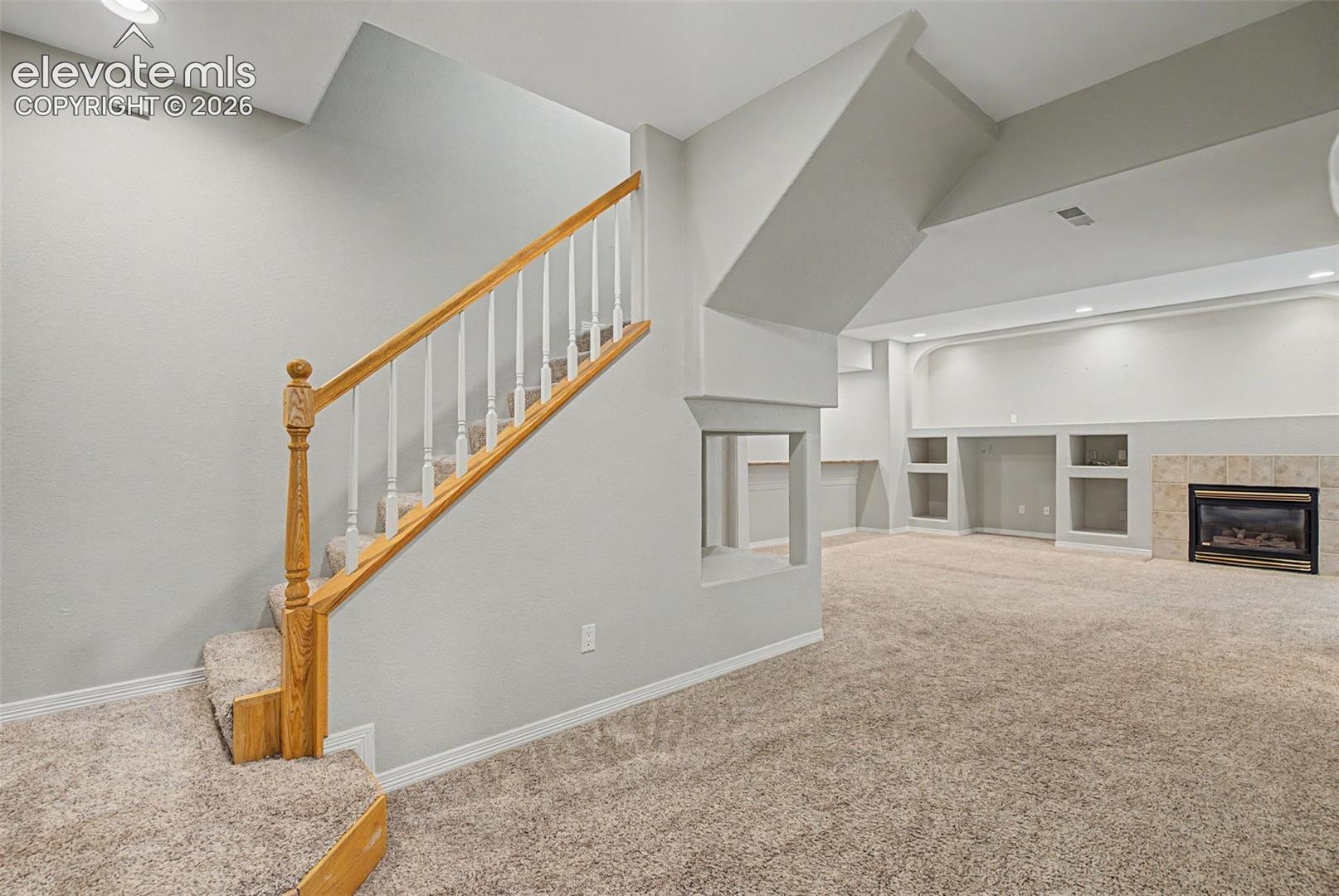 View from stairs to basement