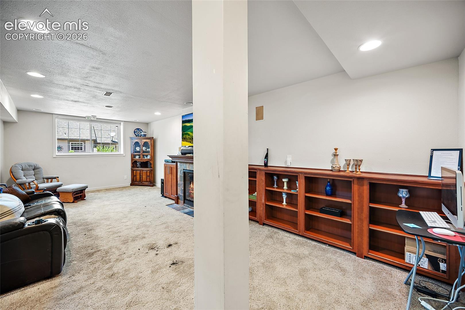 Lower-Level family room with large open floor plan. 
