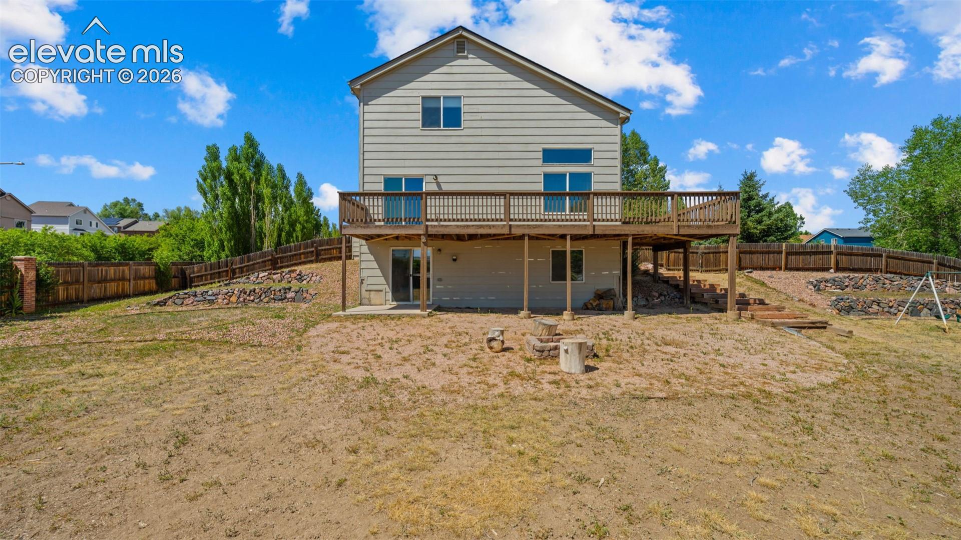 Extensive back deck and enormous back yard.