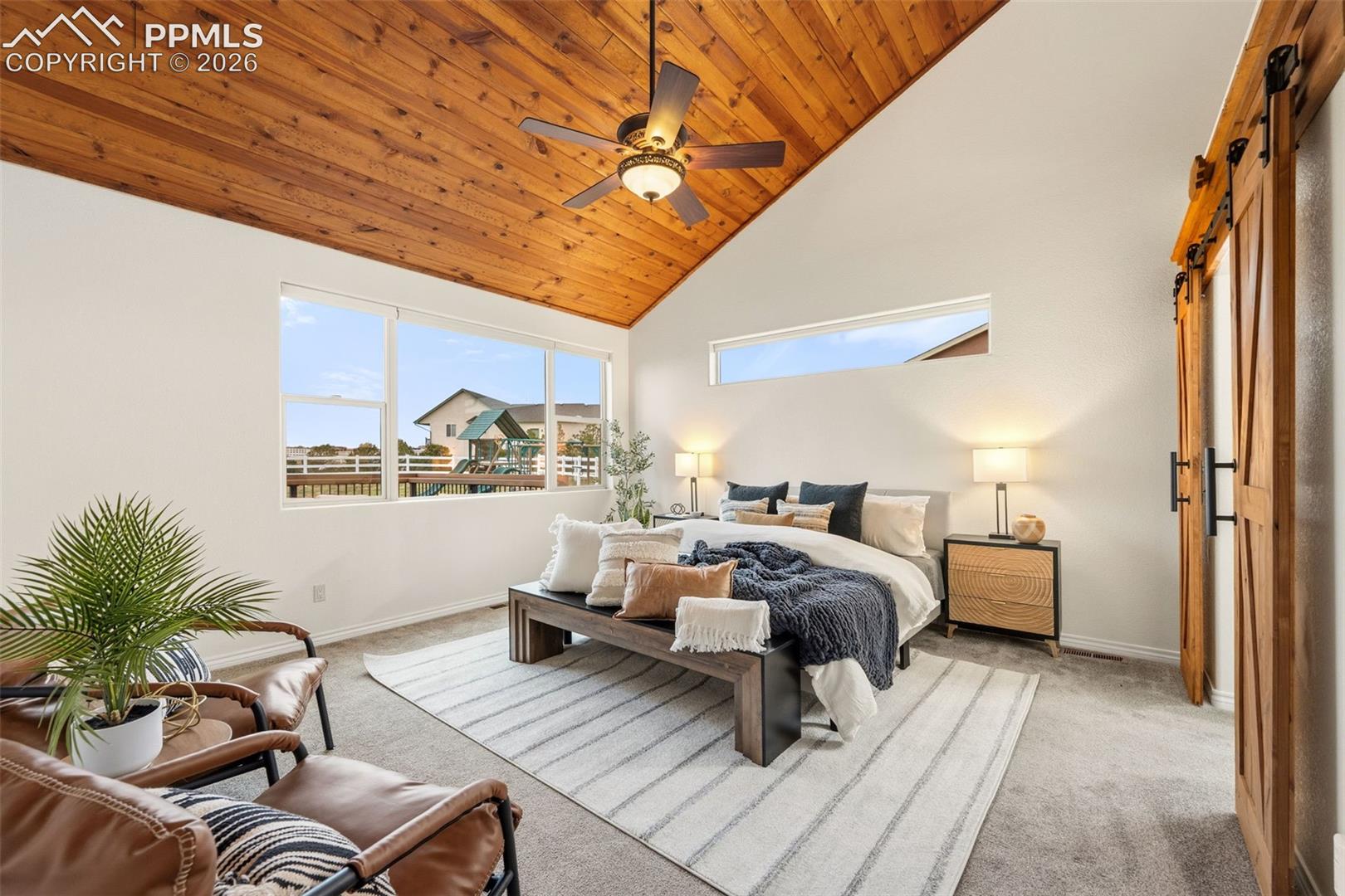 Custom vaulted ceiling and west facing windows