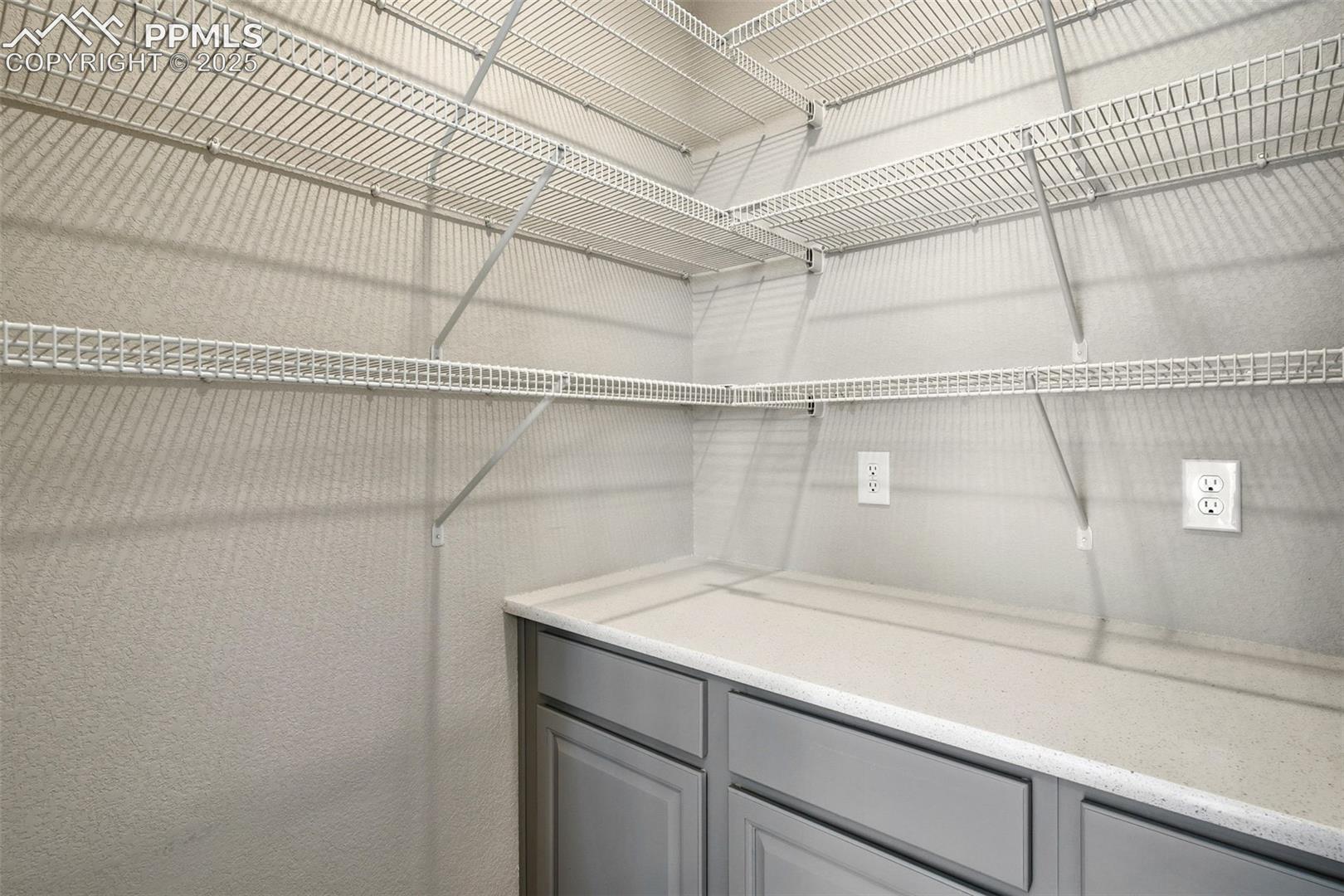 Huge Pantry off the kitchen.  Great for hiding the Coffee pot, toaster, toaster oven. 