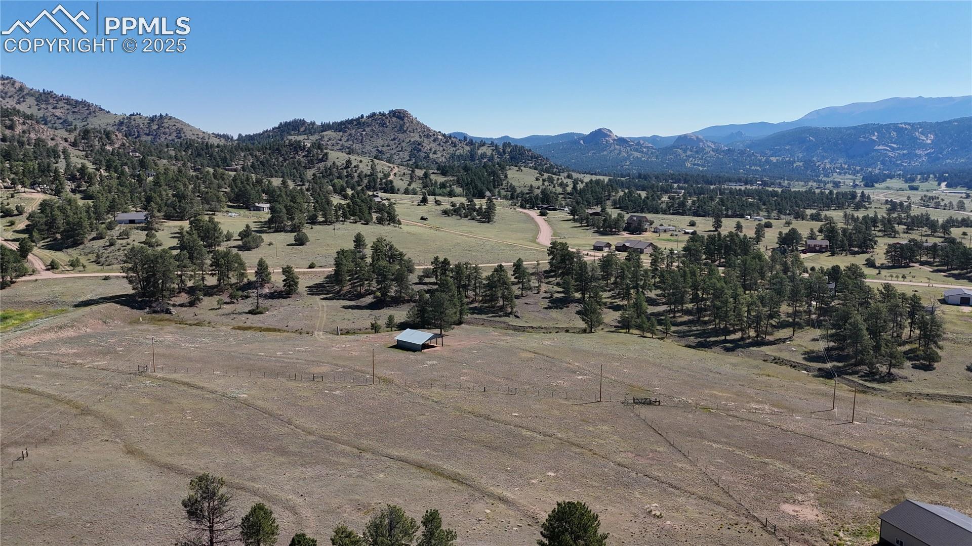Aerial view of sparsely populated area featuring mountains