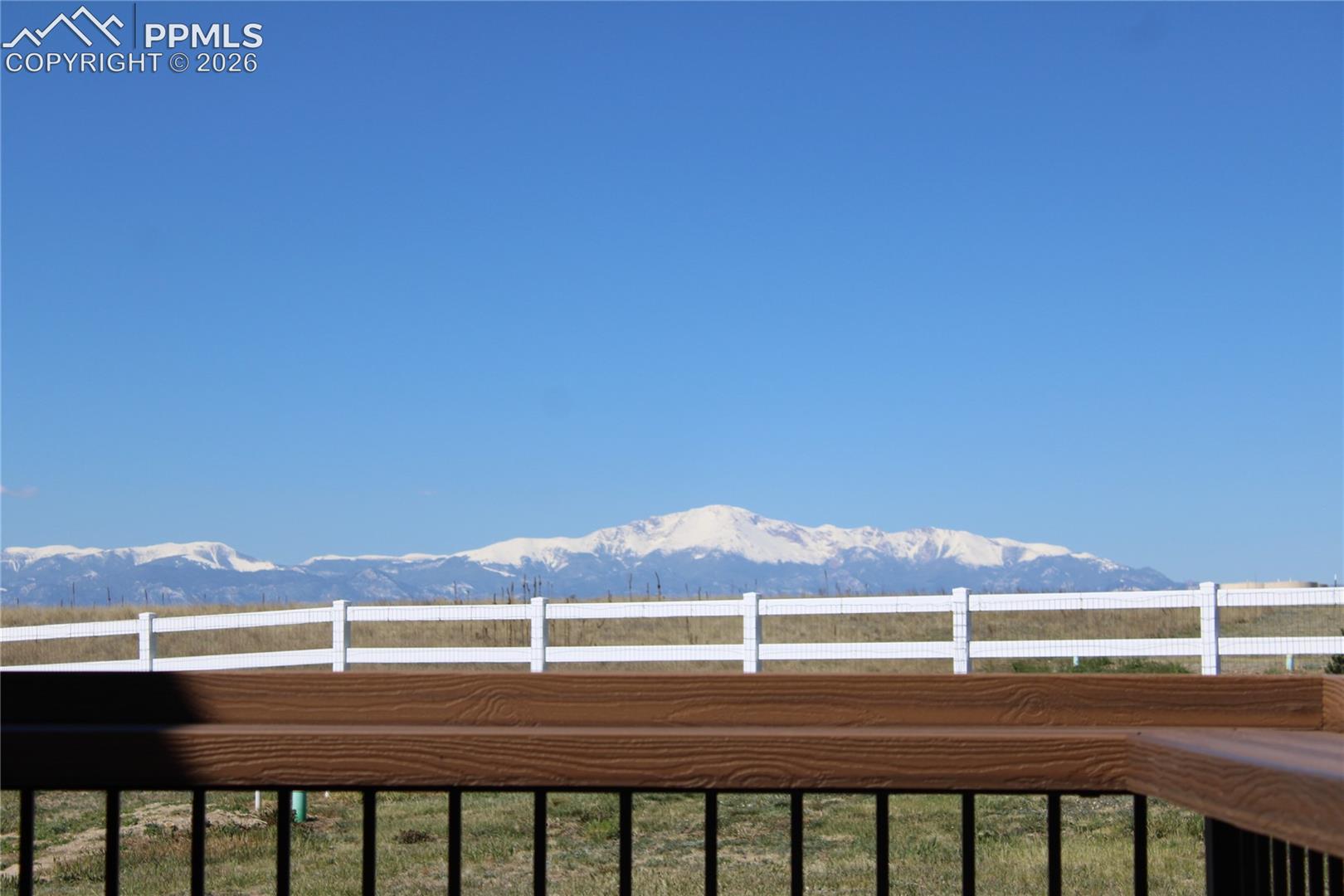 View of Pikes Peak mountain from the back deck (went back out another day for this pic!)
