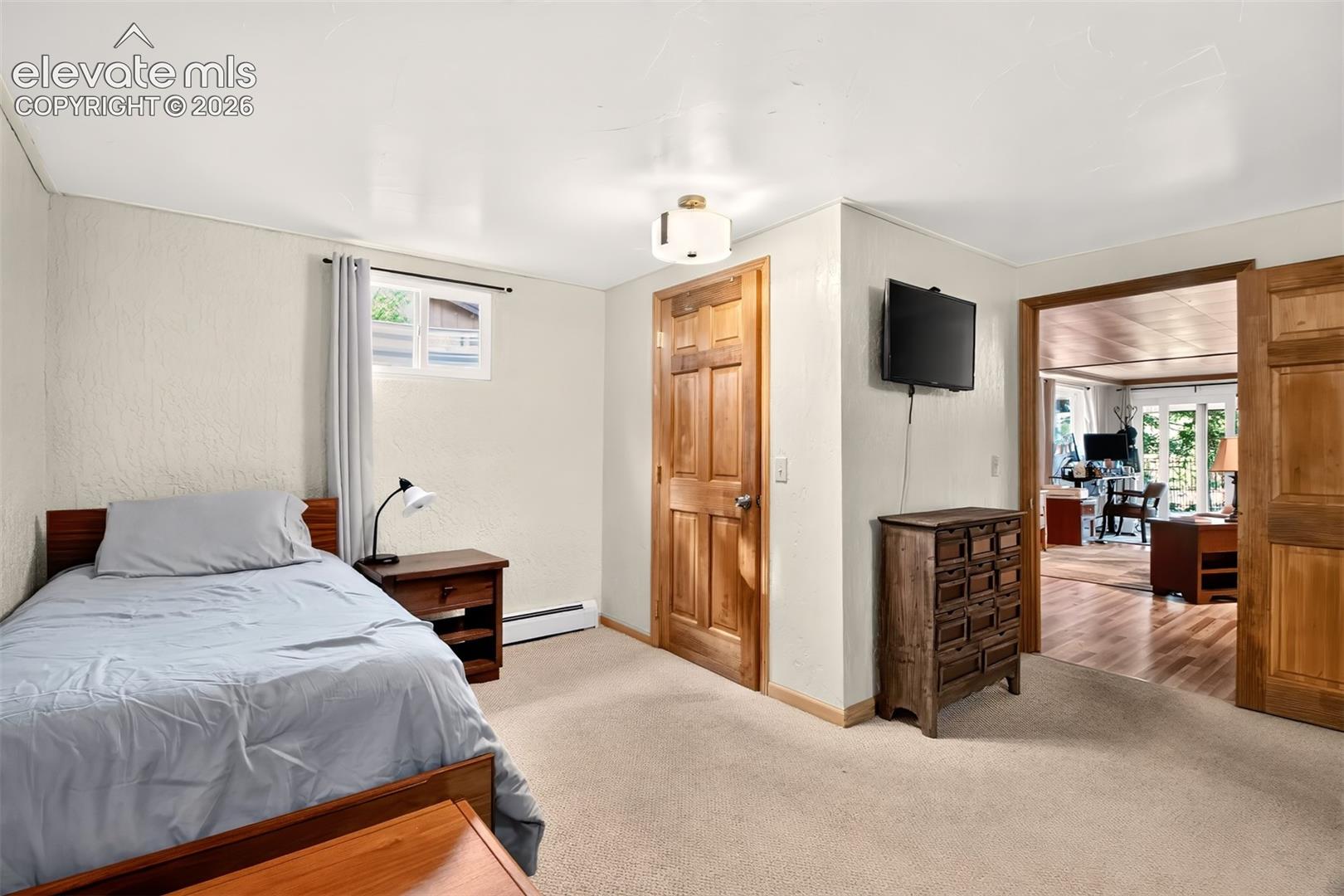 The basement bedroom is large enough to accommodate 2 beds and a large walk-in closet