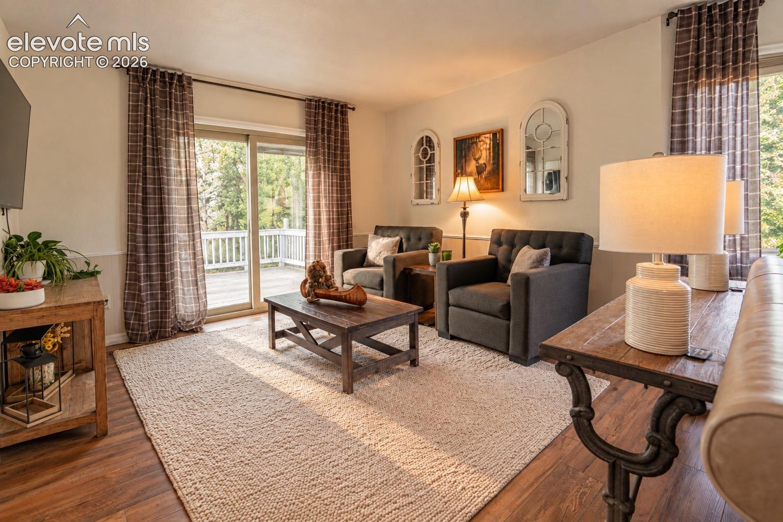 Wood-finish flooring throughout