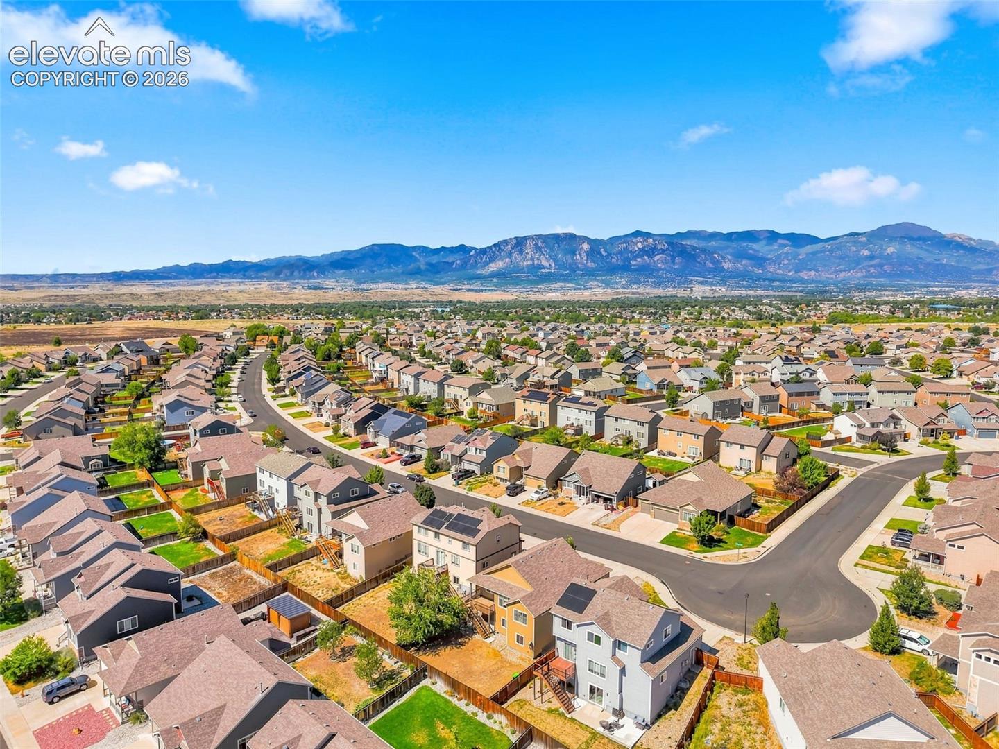 Suburban neighborhood with varied residential architecture