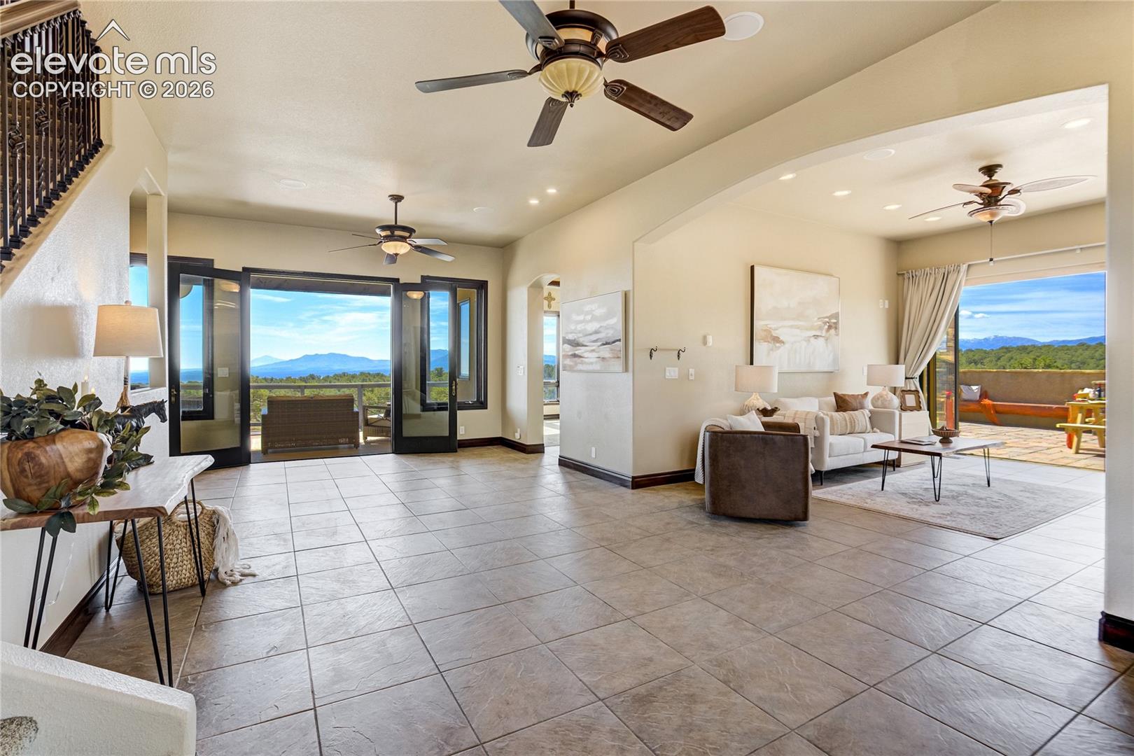 Entry to living room and out to covered deck