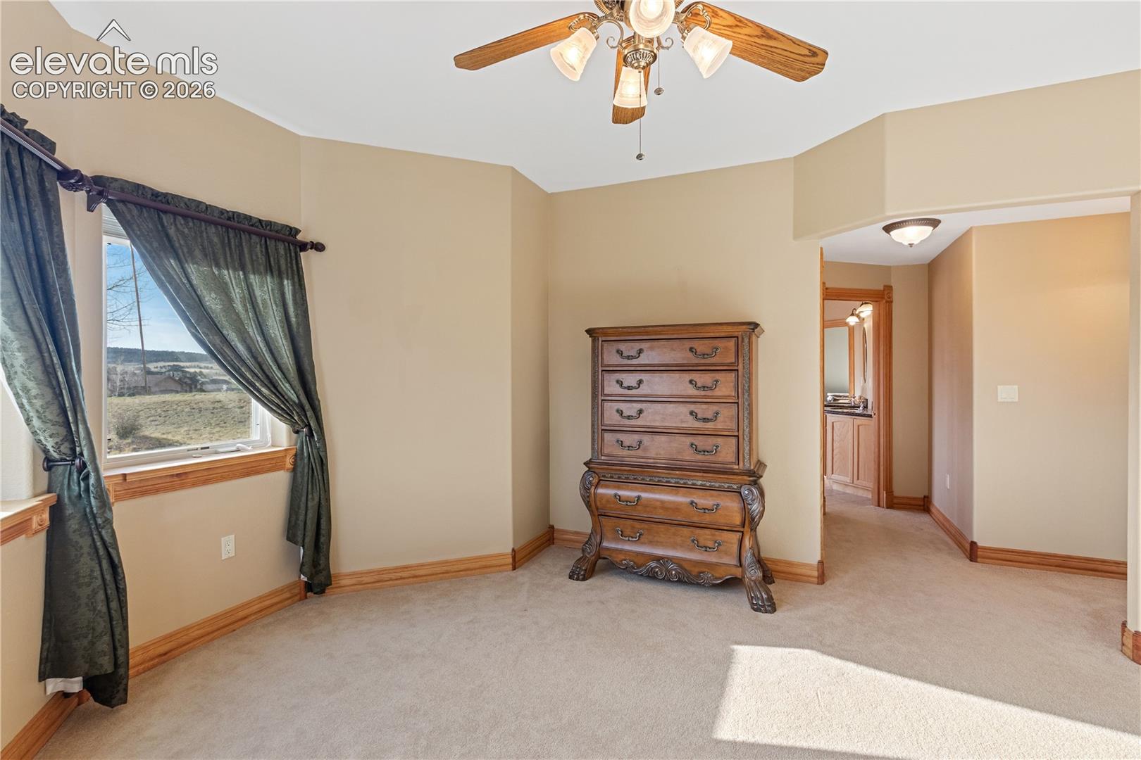 Basement bedroom, looking toward bathroom