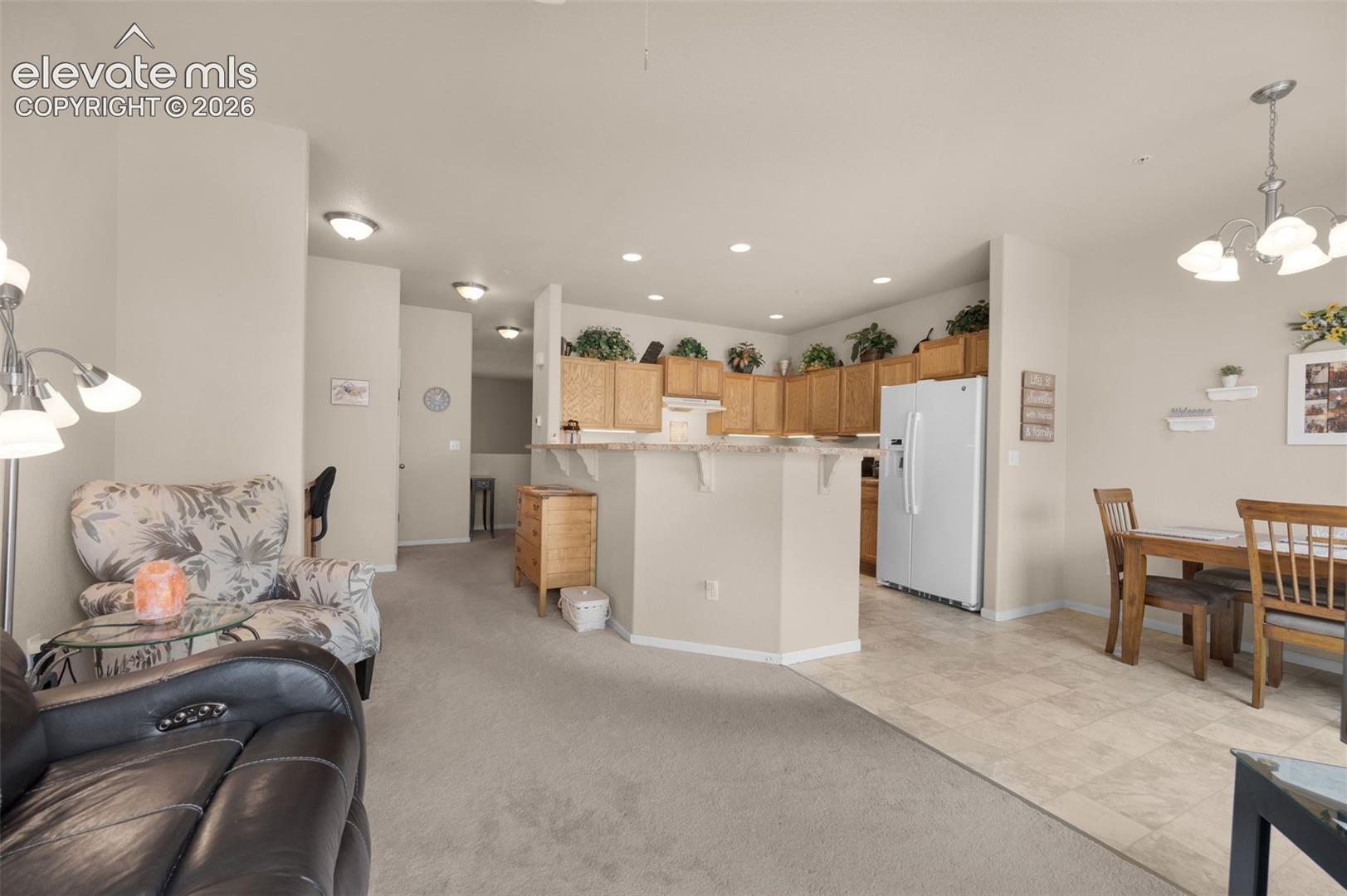 Looking at the kitchen and eating area from the sitting room