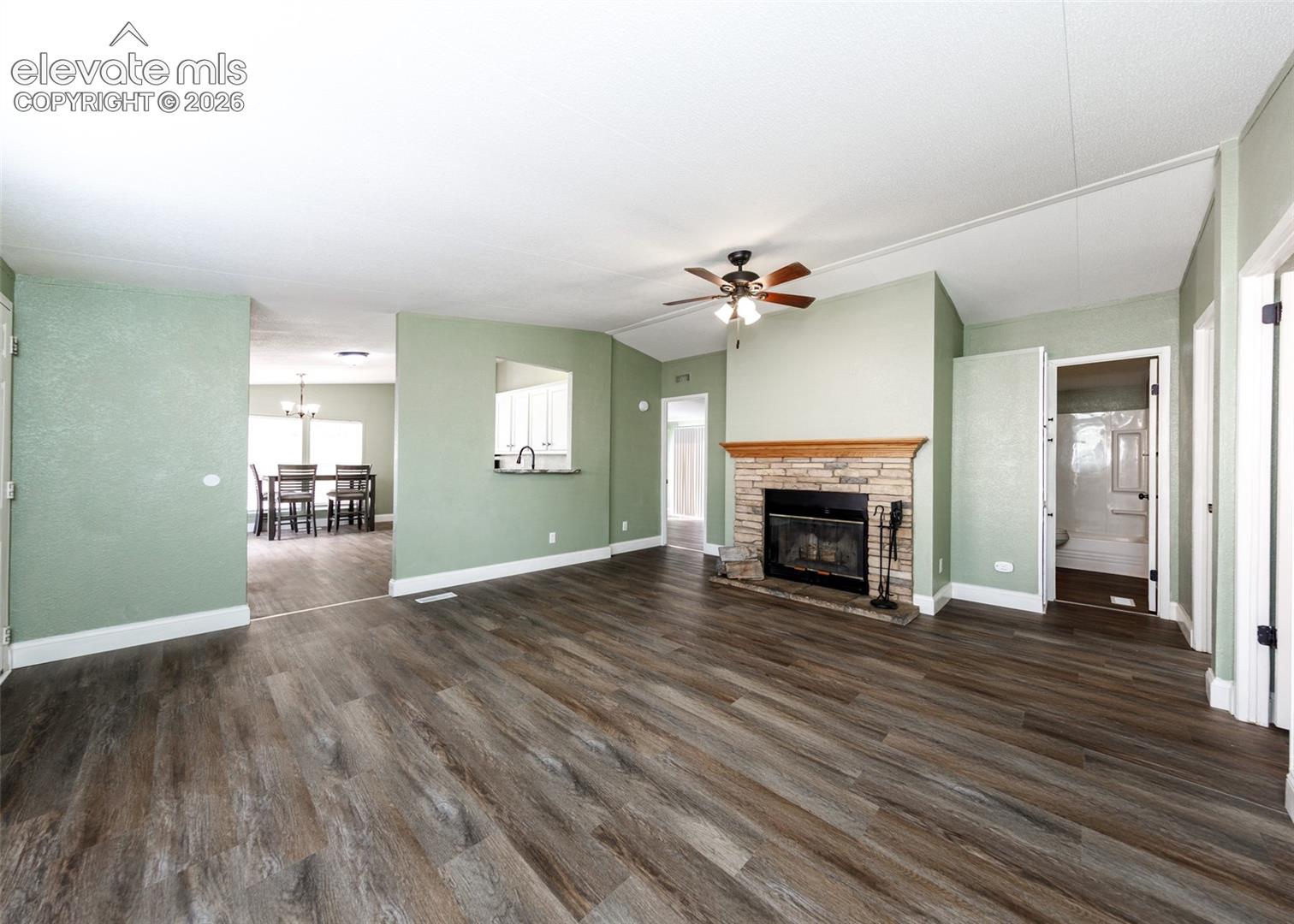 Living room with fireplace