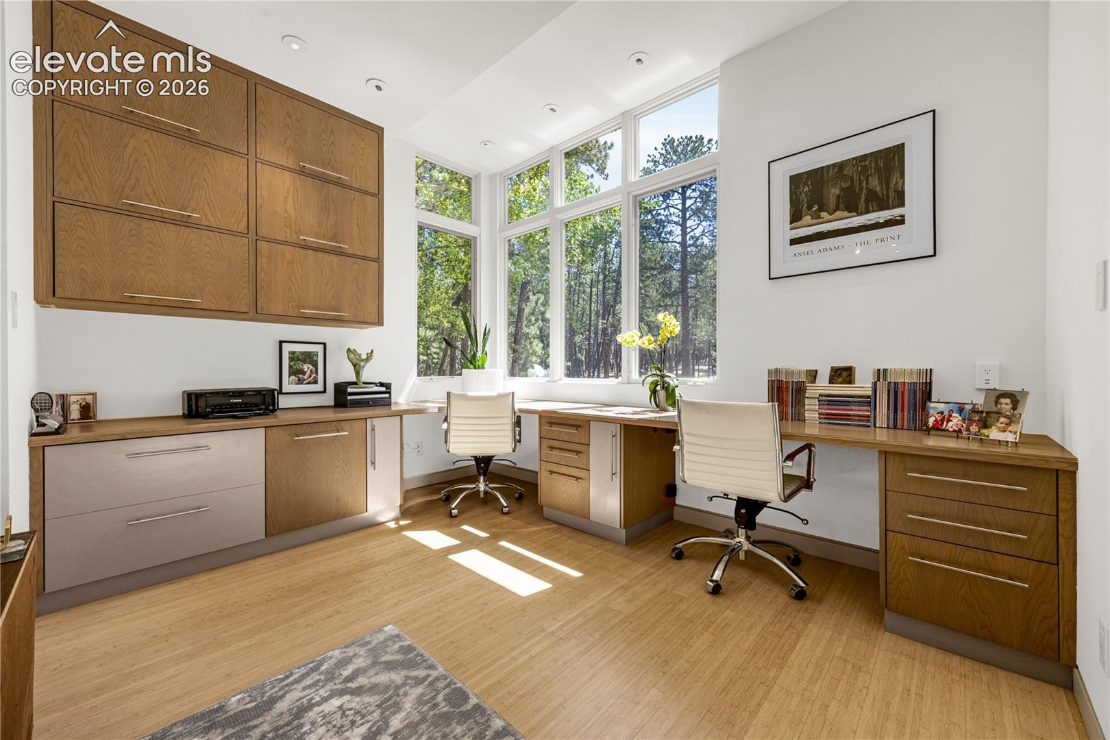 Spacious built-in office desks