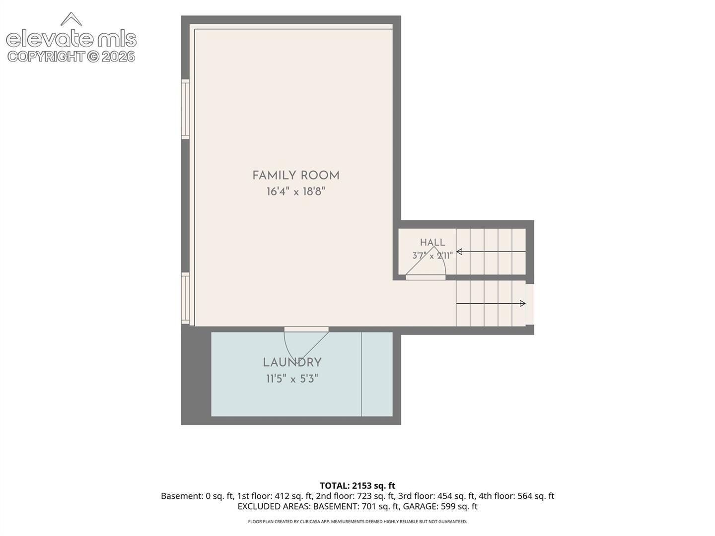 Lower Level-Measurements are approximate using CubiCasa