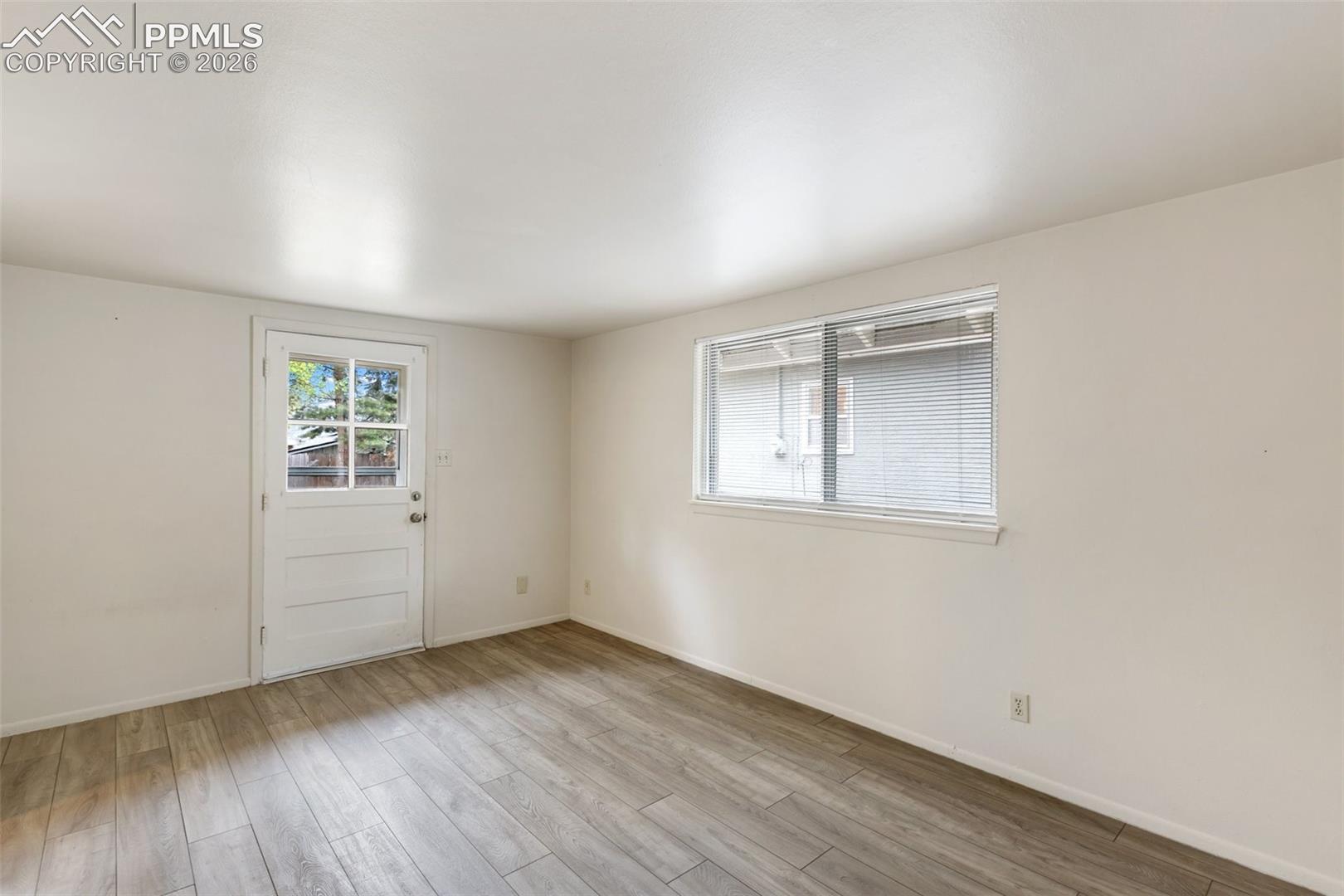 Living room features LVP flooring