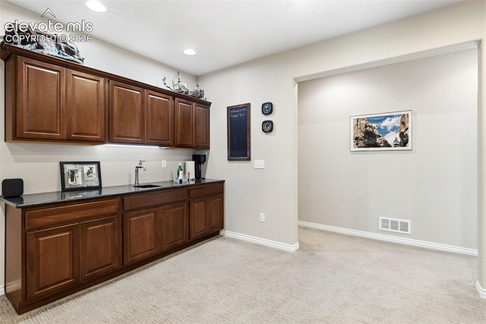 Wet bar in basement