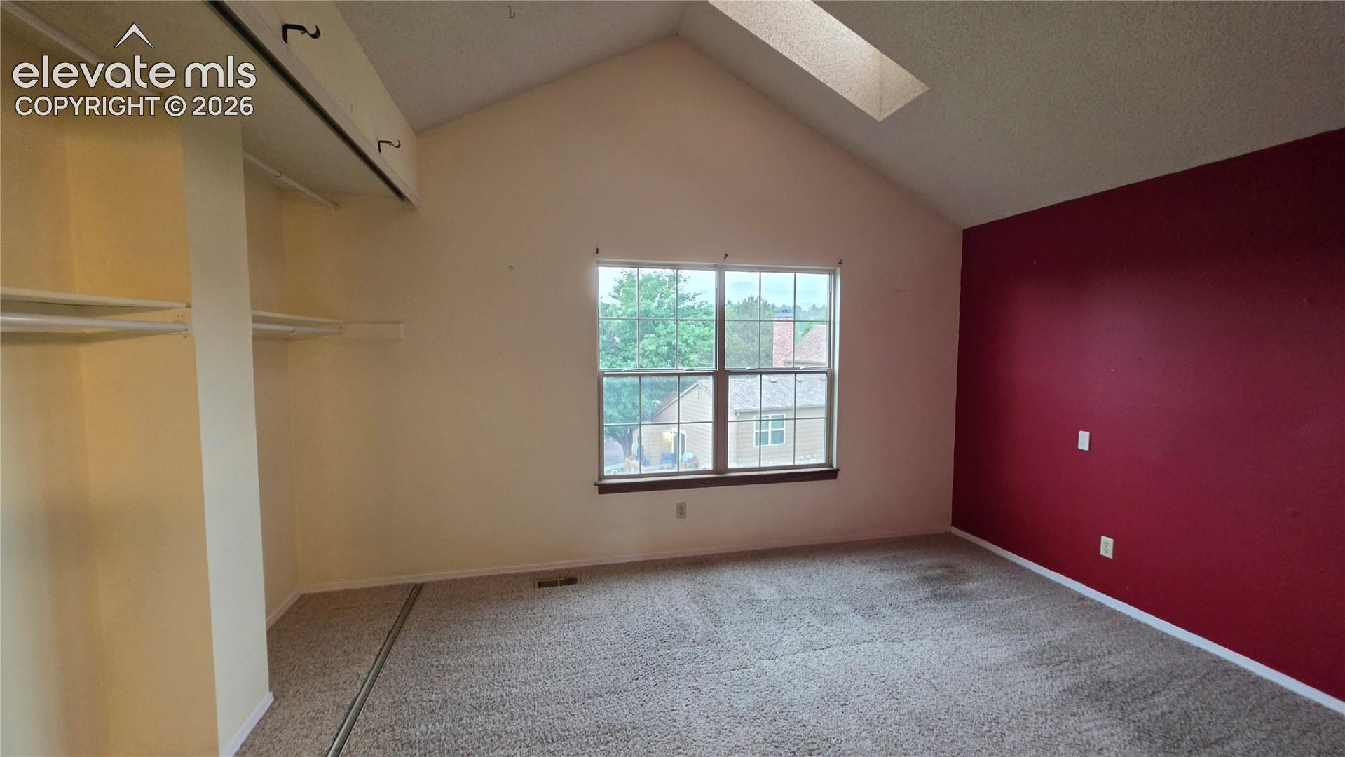 Vaulted ceiling with skylight