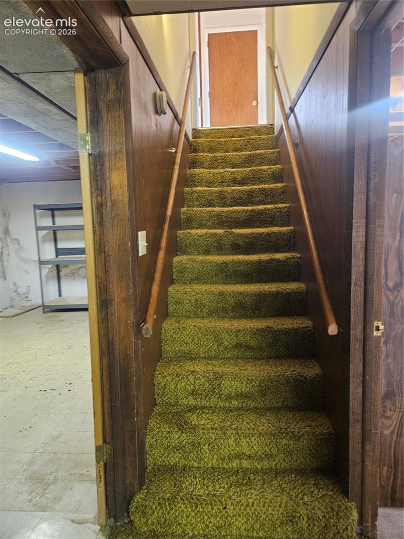 Stairs looking up from basement