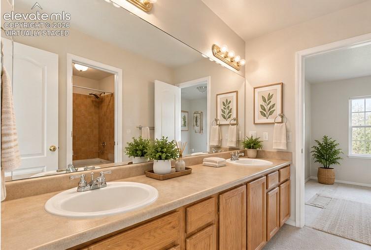 Virtually Staged Jack and Jill full bathroom