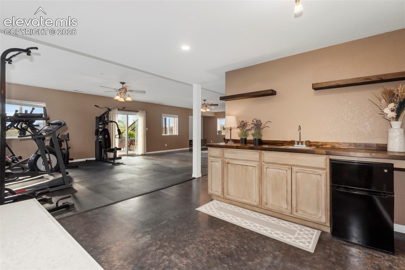 Wet Bar Area with small Refrigerator 