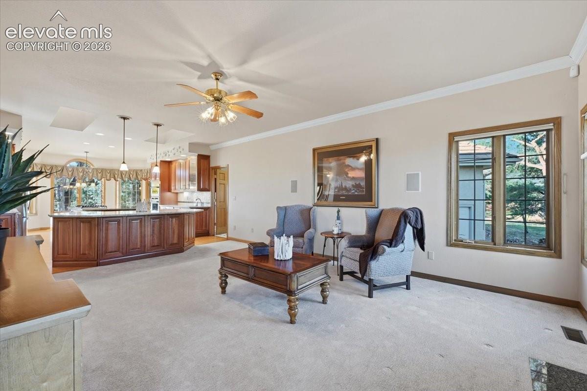 The Family Room has large picturesque windows brighten the room while providing incredible views of the rear yard.