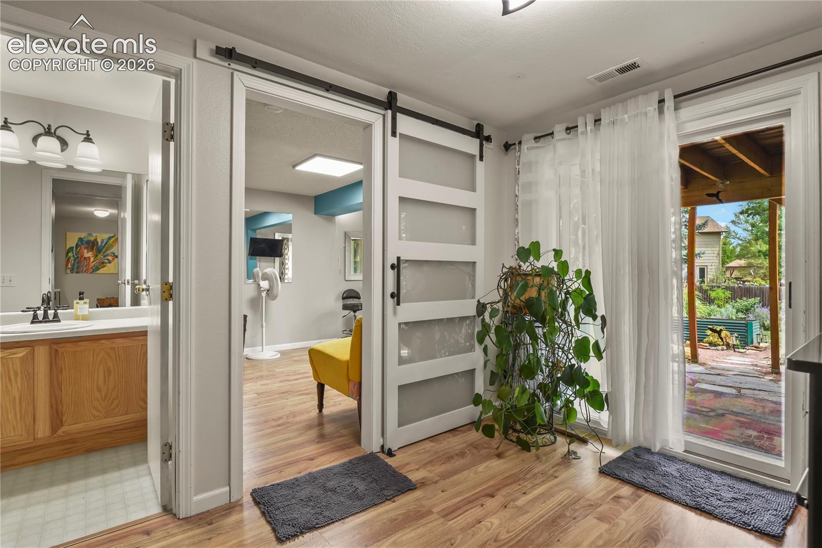 Basement walkout with sliding door