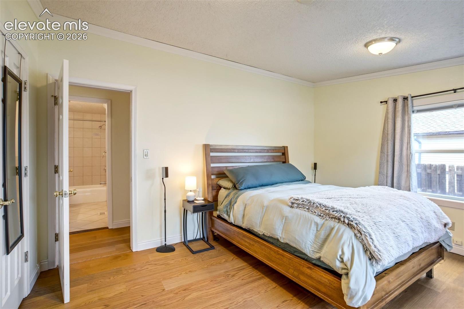 Warm tones, spacious closet.