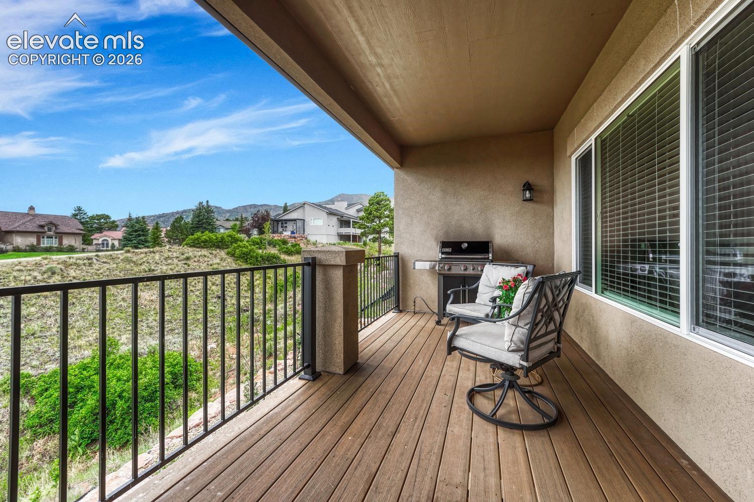Covered composite deck with gas line and mountain views
