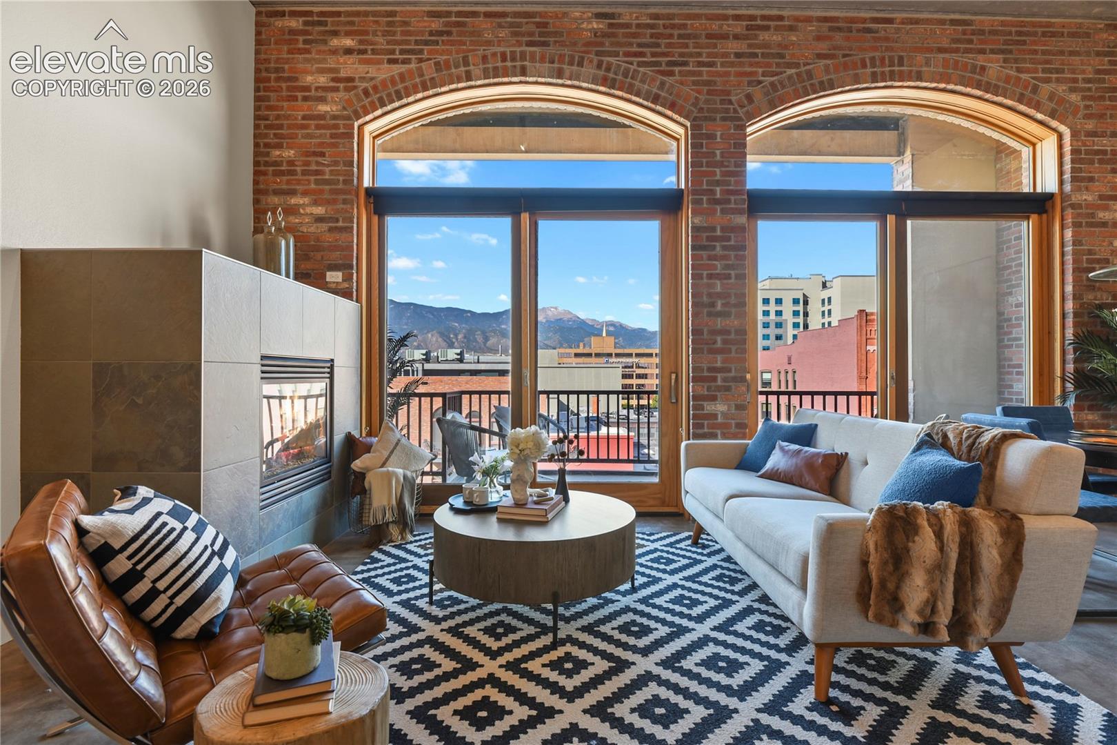 12' ceilings with brick surrounding the arch top windows 