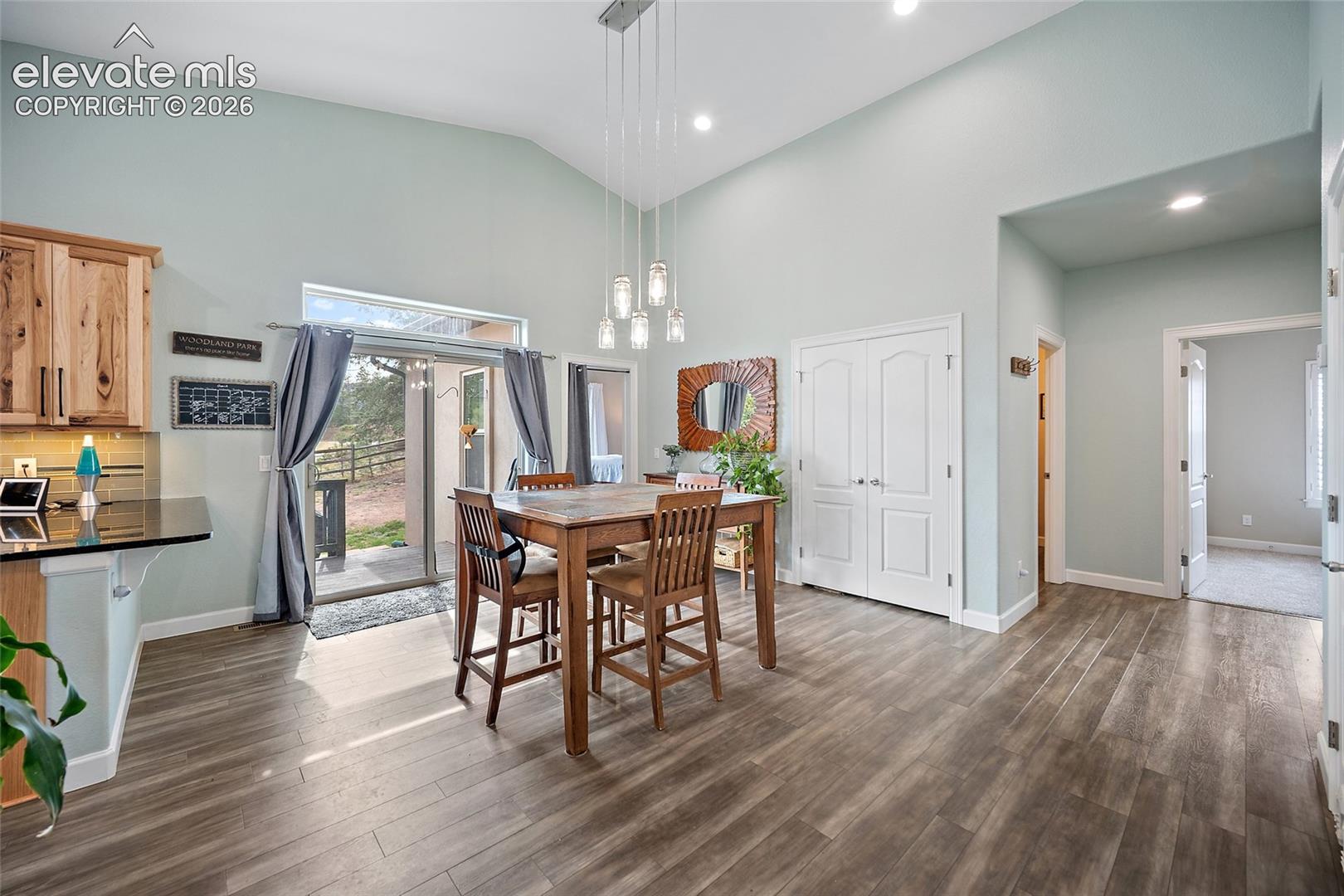 Dining area open to the kitchen and living room