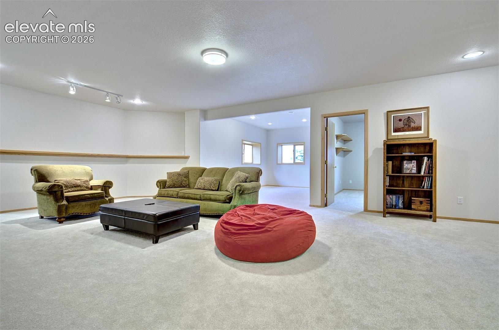 Family room in basement