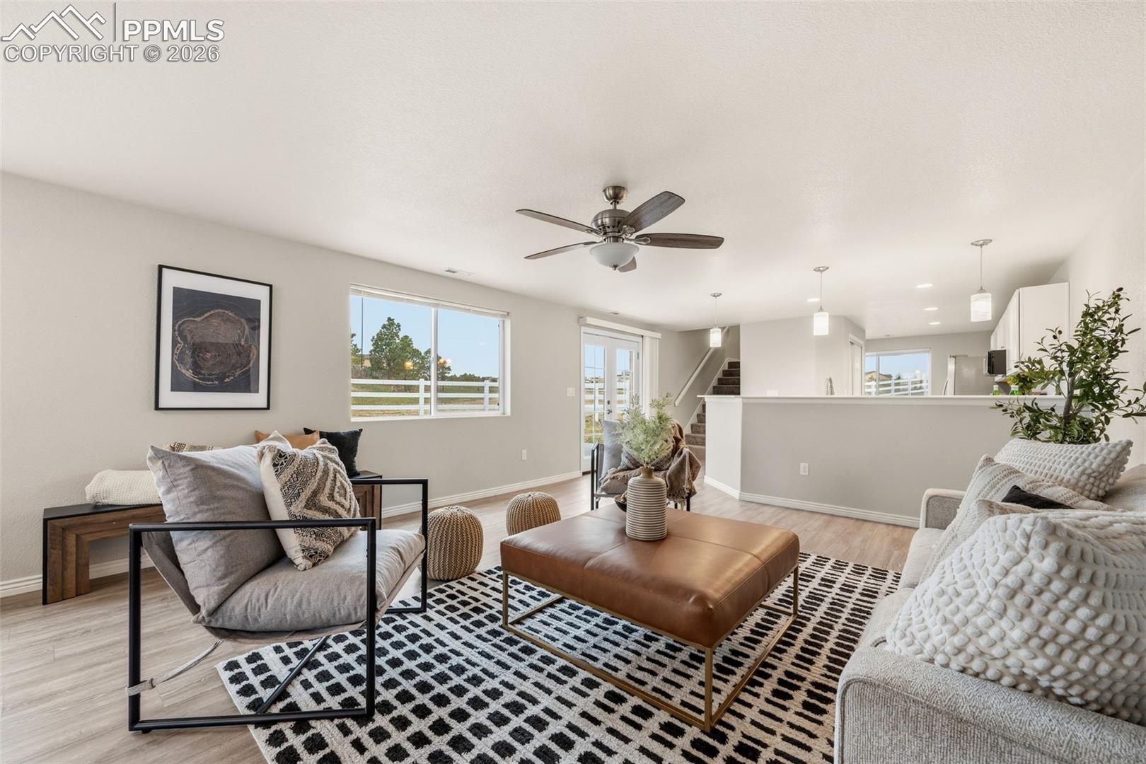 Guest quarters living room is open to the kitchen